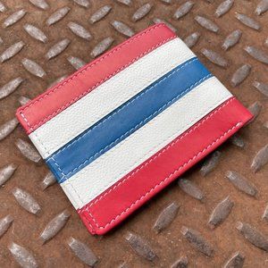 4th July Wallet Bifold Card Holder Handmade Billfold Genuine Leather Tri-Color